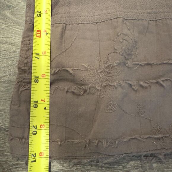 Lulu B 2 Piece Set Womens Small Brown Embroidered Frayed Top Pants Boho Cotton - Picture 10 of 14